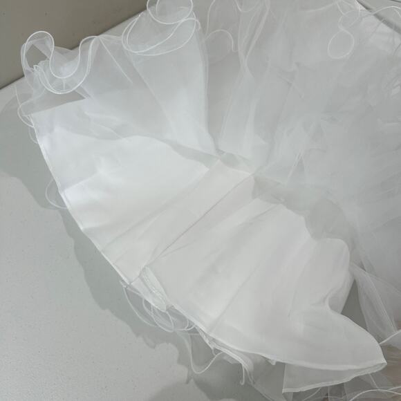 Morilee Satin Tulle Mini Dress Womens 4 White Fit & Flare Bridal Cocktail Formal - Picture 12 of 15